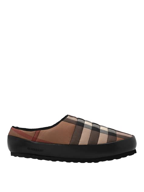 burberry brown & beige northaven check slippers